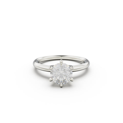 18k White Gold Classic Six-Prong Solitaire Engagement Ring