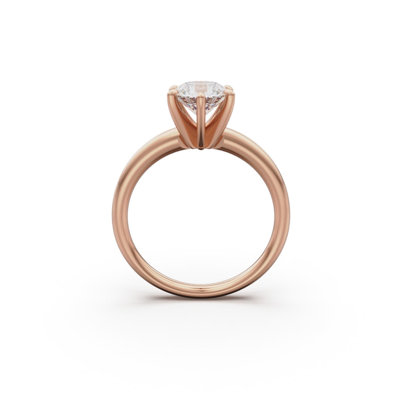 18k Rose Gold Classic Six-Prong Solitaire Engagement Ring - Circle of Diamond