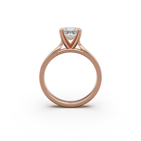 18K Rose Gold Petite Cathedral Solitaire Engagement Ring