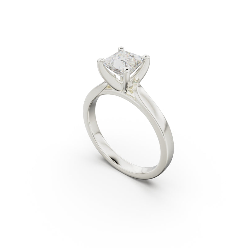 18K White Gold Petite Cathedral Solitaire Engagement Ring - Circle of Diamond