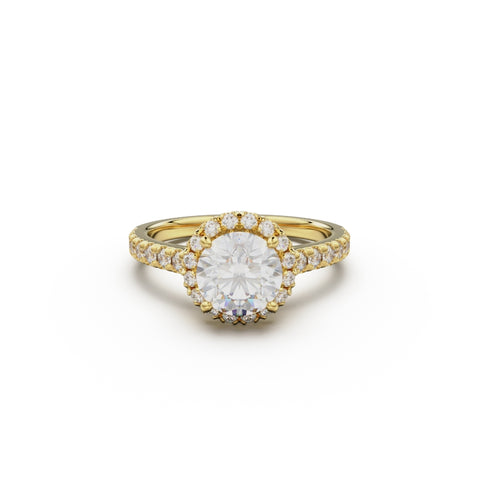 18K Yellow Gold Floating Halo Diamond Engagement Ring