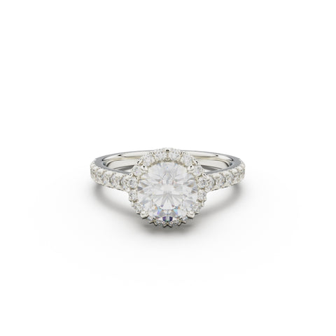 18K White Gold Floating Halo Diamond Engagement Ring