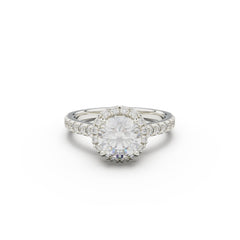 18K White Gold Floating Halo Diamond Engagement Ring