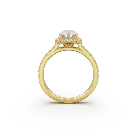 18K Yellow Gold Floating Halo Diamond Engagement Ring