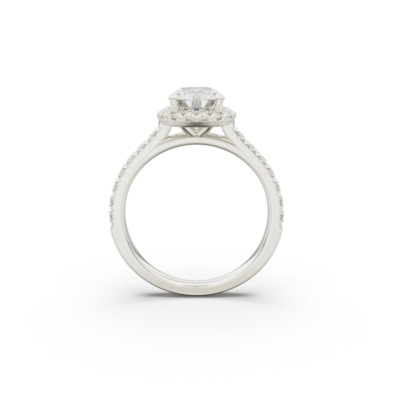 18K White Gold Floating Halo Diamond Engagement Ring - Circle of Diamond