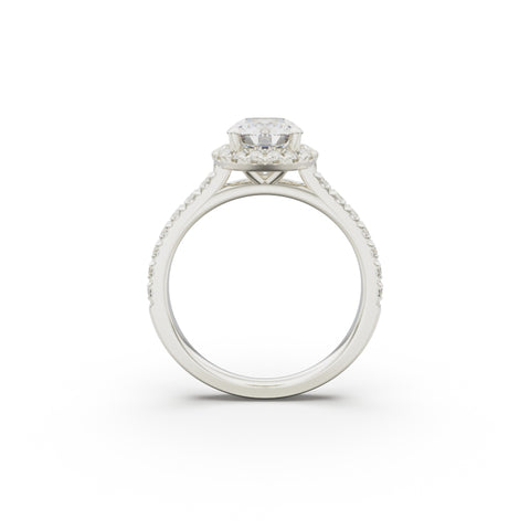 18K White Gold Floating Halo Diamond Engagement Ring