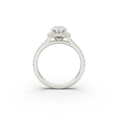 18K White Gold Floating Halo Diamond Engagement Ring