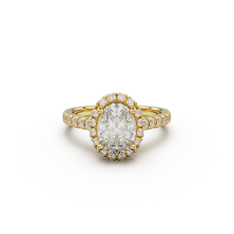 18K Yellow Gold Floating Halo Diamond Engagement Ring