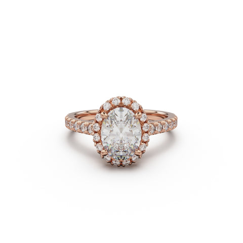 18K Rose Gold Floating Halo Diamond Engagement Ring