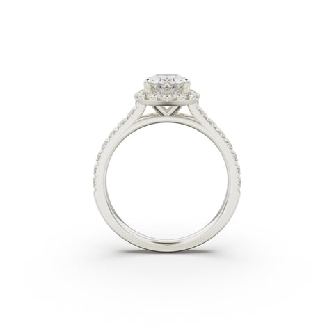 18K White Gold Floating Halo Diamond Engagement Ring