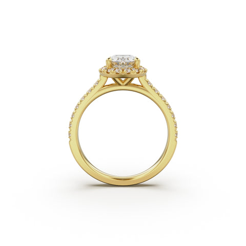 18K Yellow Gold Floating Halo Diamond Engagement Ring