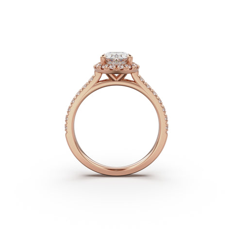 18K Rose Gold Floating Halo Diamond Engagement Ring