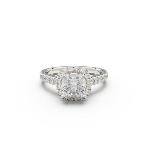 18K White Gold Floating Halo Diamond Engagement Ring