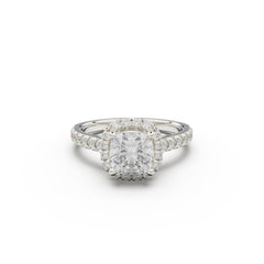 18K White Gold Floating Halo Diamond Engagement Ring