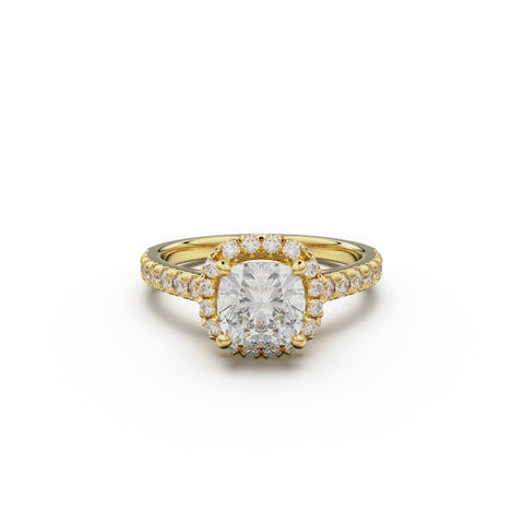 18K Yellow Gold Floating Halo Diamond Engagement Ring