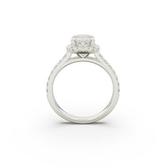 18K White Gold Floating Halo Diamond Engagement Ring