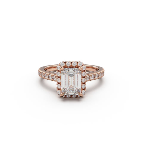 18K Rose Gold Floating Halo Diamond Engagement Ring