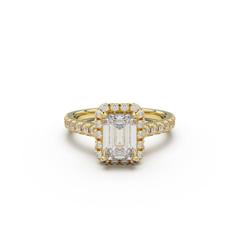 18K Yellow Gold Floating Halo Diamond Engagement Ring