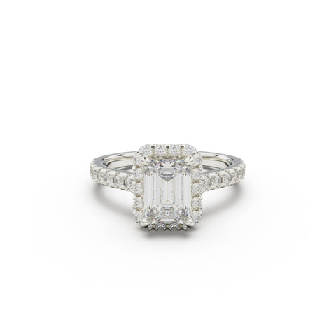 18K White Gold Floating Halo Diamond Engagement Ring