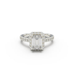 18K White Gold Floating Halo Diamond Engagement Ring