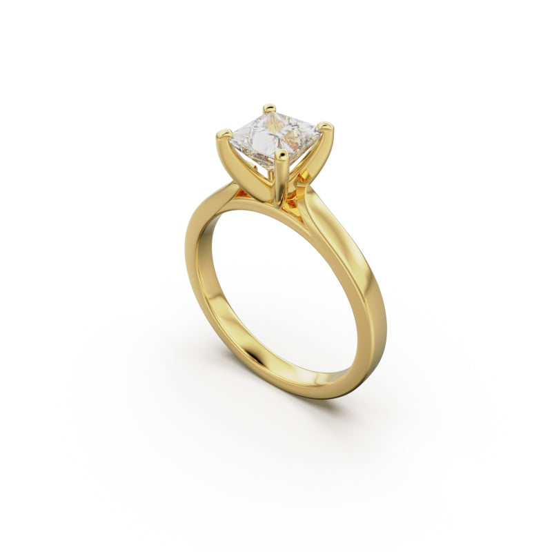 18K Yellow Gold Petite Cathedral Solitaire Engagement Ring - Circle of Diamond