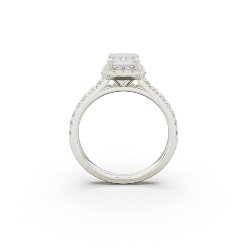 18K White Gold Floating Halo Diamond Engagement Ring - Circle of Diamond