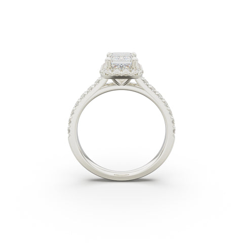 18K White Gold Floating Halo Diamond Engagement Ring