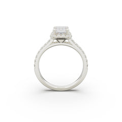 18K White Gold Floating Halo Diamond Engagement Ring