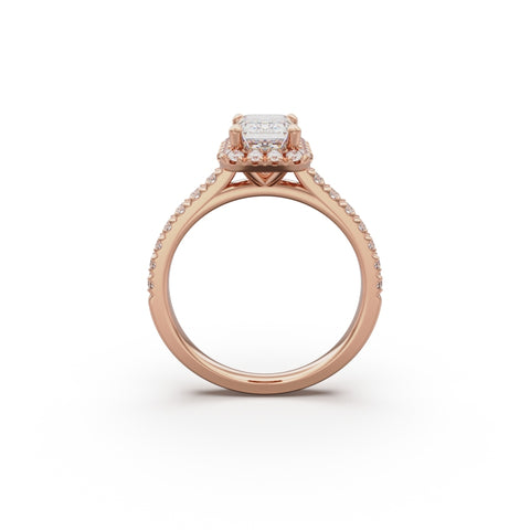 18K Rose Gold Floating Halo Diamond Engagement Ring