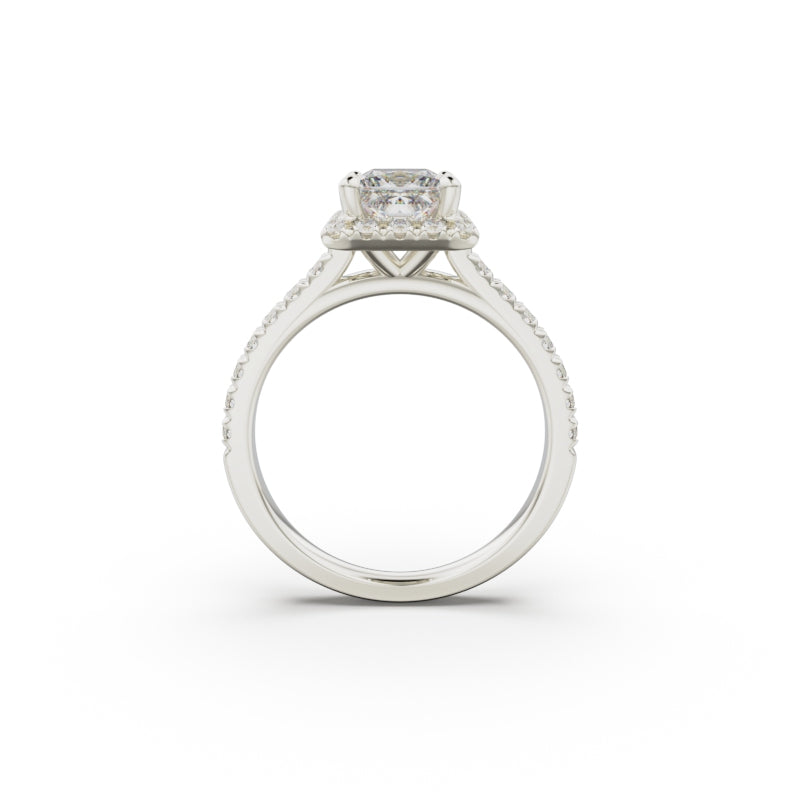 18K White Gold Floating Halo Diamond Engagement Ring - Circle of Diamond