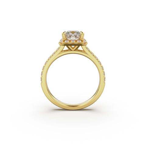 18K Yellow Gold Floating Halo Diamond Engagement Ring