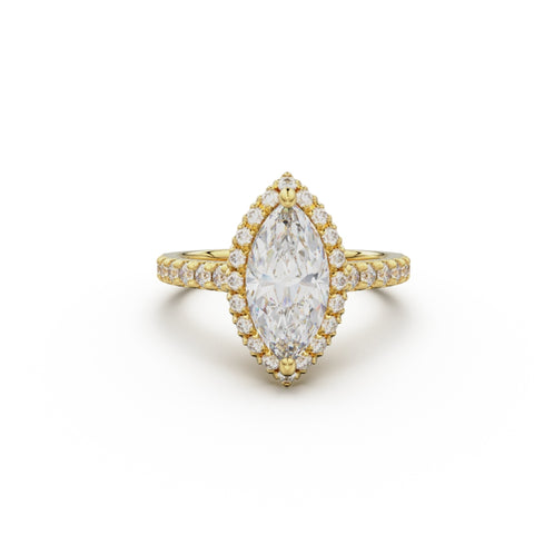 18K Yellow Gold Floating Halo Diamond Engagement Ring