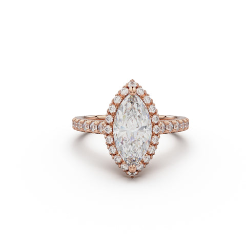 18K Rose Gold Floating Halo Diamond Engagement Ring