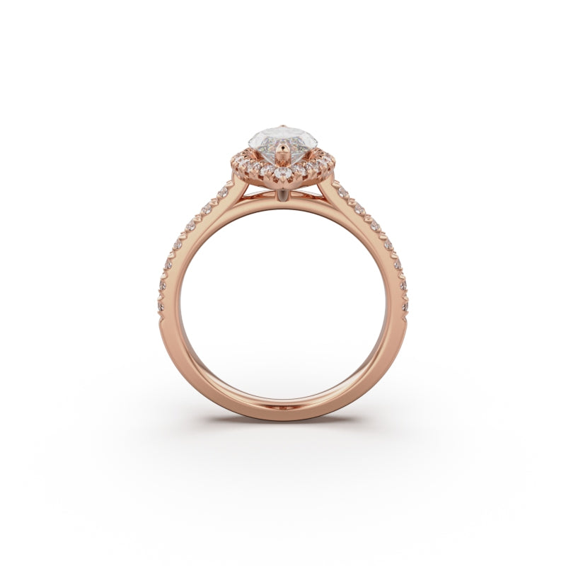18K Rose Gold Floating Halo Diamond Engagement Ring - Circle of Diamond