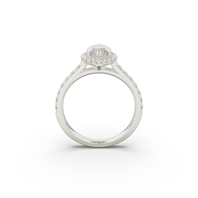 18K White Gold Floating Halo Diamond Engagement Ring - Circle of Diamond