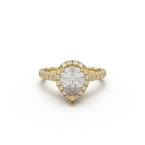 18K Yellow Gold Floating Halo Diamond Engagement Ring