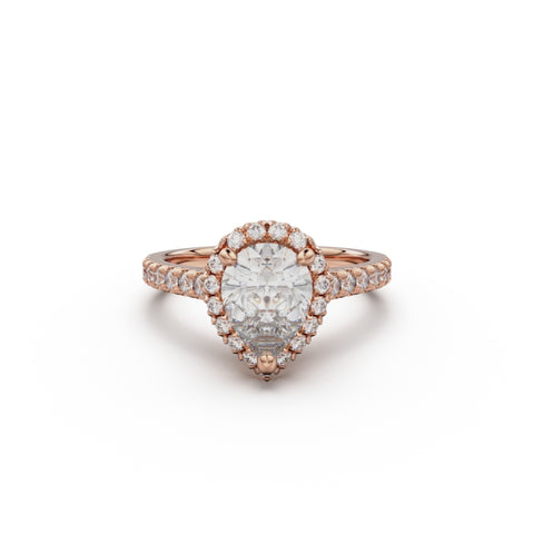 18K Rose Gold Floating Halo Diamond Engagement Ring