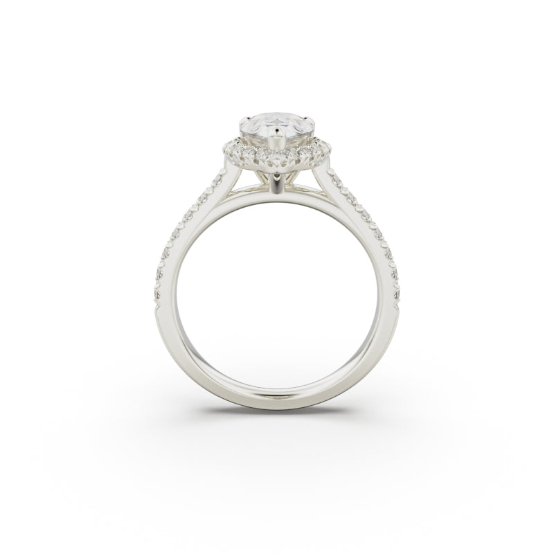18K White Gold Floating Halo Diamond Engagement Ring - Circle of Diamond