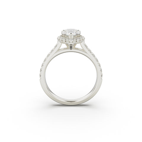 18K White Gold Floating Halo Diamond Engagement Ring