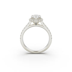 18K White Gold Floating Halo Diamond Engagement Ring