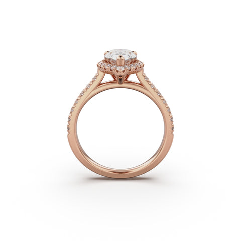 18K Rose Gold Floating Halo Diamond Engagement Ring