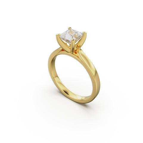 18K Yellow Gold Petite Cathedral Solitaire Engagement Ring