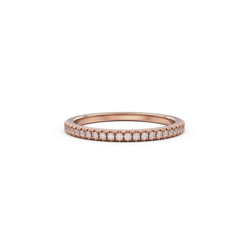 18K Rose Gold French Pavé Diamond Eternity Ring - Circle of Diamond