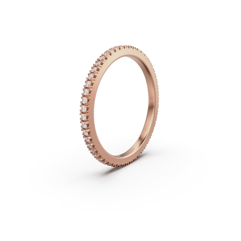 18K Rose Gold French Pavé Diamond Eternity Ring - Circle of Diamond