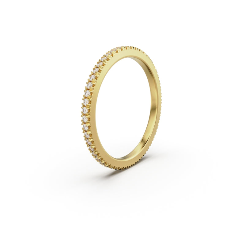 18K Yellow Gold French Pavé Diamond Eternity Ring - Circle of Diamond