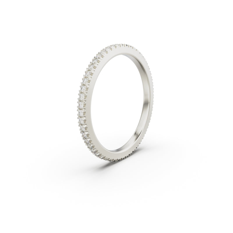 18K White Gold French Pavé Diamond Eternity Ring - Circle of Diamond