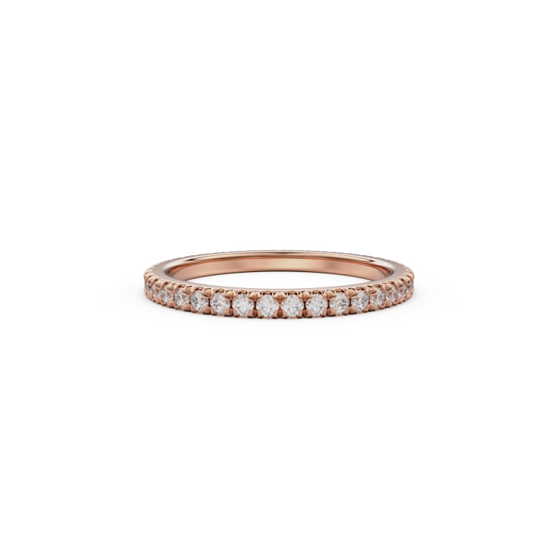 18K Rose Gold French Pavé Diamond Eternity Ring - Circle of Diamond