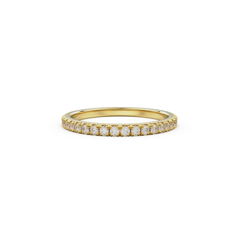 18K Yellow Gold French Pavé Diamond Eternity Ring - Circle of Diamond