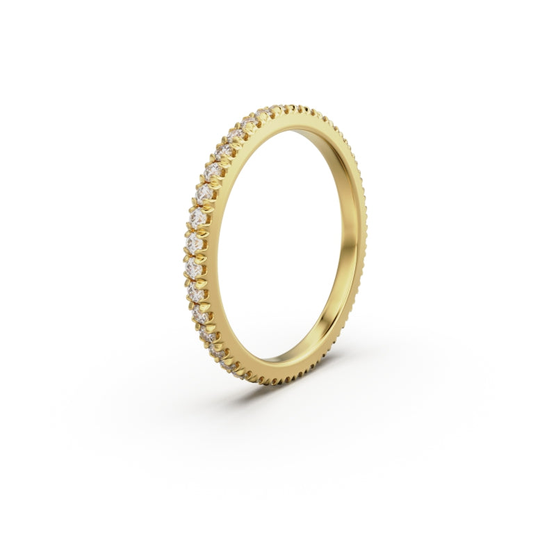 18K Yellow Gold French Pavé Diamond Eternity Ring - Circle of Diamond