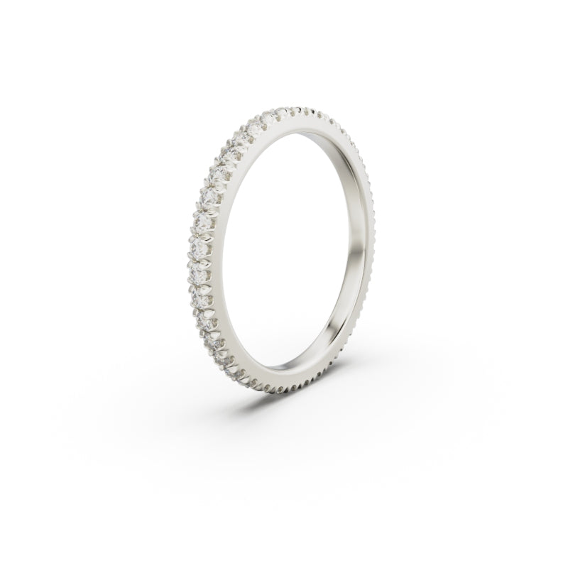 18K White Gold French Pavé Diamond Eternity Ring - Circle of Diamond